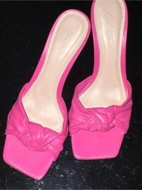 Saks Fifth Avenue Hot Pink Knot-Front Mule Sandals